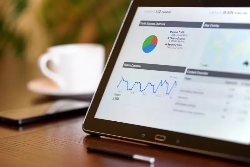 Tablet showing referral and traffic analytics
